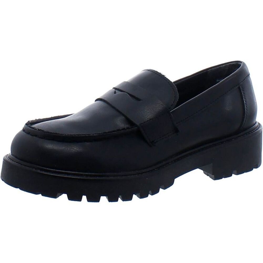 Steve Madden Womens Lyris Black Faux Leather Penny Slip-On Loafers Shoes NWT